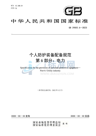 个体防护装备配备规范 第6部分：电力