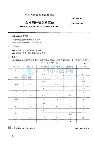 圆柱蜗杆模数和直径