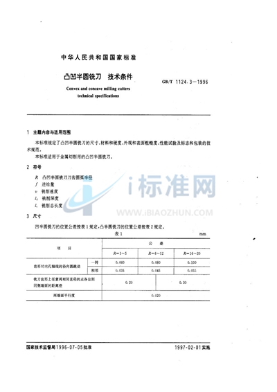 凸凹半圆铣刀  技术条件