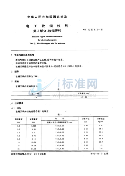 电工软铜绞线  第三部分:软铜天线