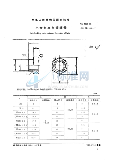 小六角扁自锁螺母