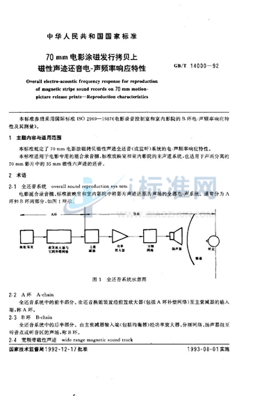 70mm电影涂磁发行拷贝上磁性声迹还音电-声频率响应特性