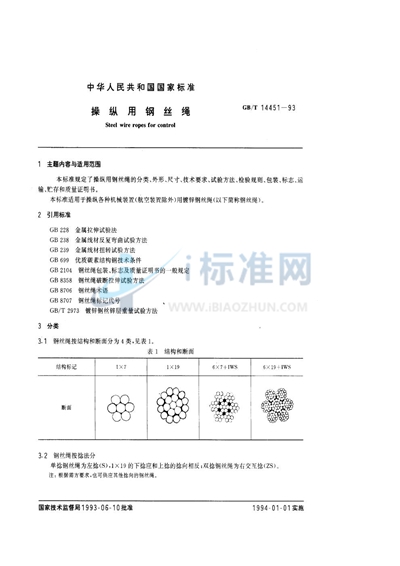 操纵用钢丝绳