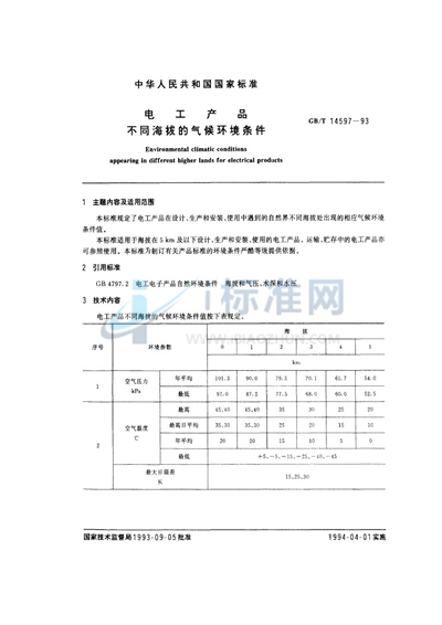 电工产品不同海拔的气候环境条件