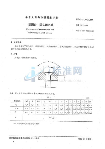 紧固件  沉头用沉孔