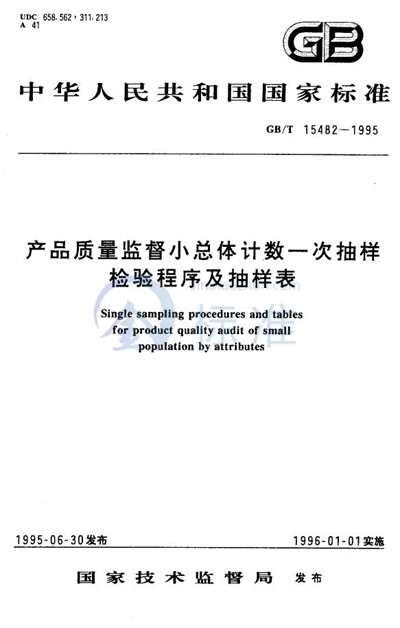 产品质量监督小总体计数一次抽样检验程序及抽样表