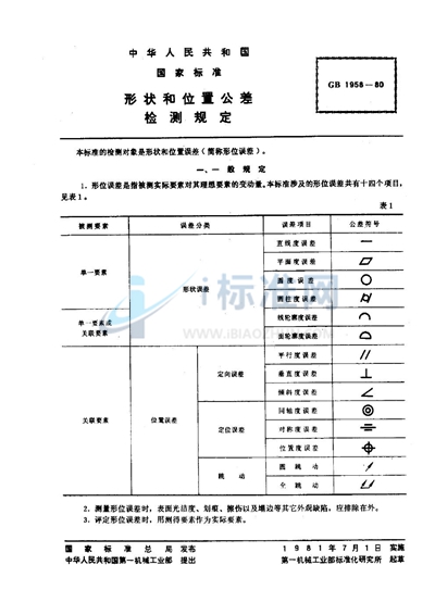 形状和位置公差  检测规定