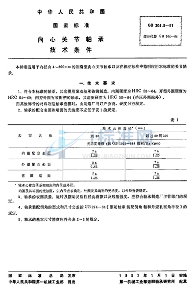 向心关节轴承  技术条件