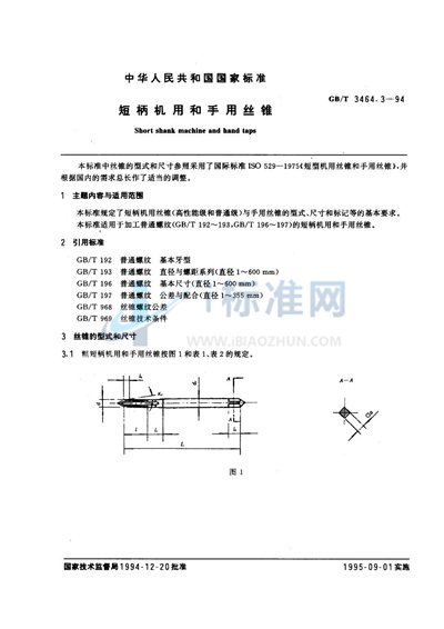 短柄机用和手用丝锥