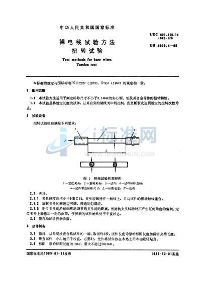 裸电线试验方法  扭转试验