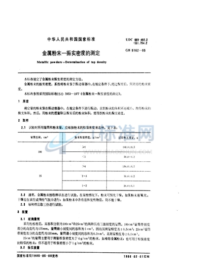 金属粉末  振实密度的测定