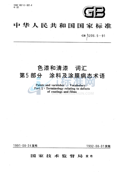 色漆和清漆  词汇  第五部分  涂料及涂膜病态术语