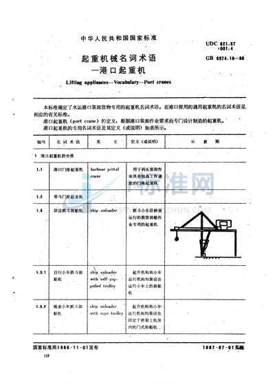 起重机械名词术语  港口起重机