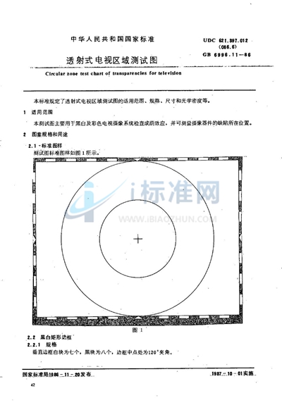 透射式电视区域测试图