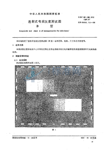 透射式电视灰度测试图  B型