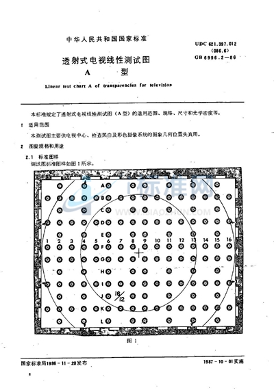 透射式电视线性测试图  A型