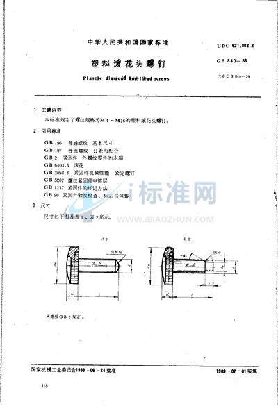 塑料滚花头螺钉