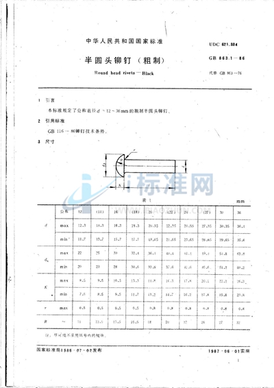 半圆头铆钉 （粗制）