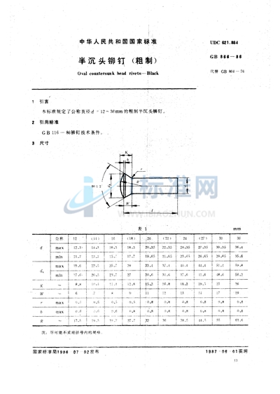 半沉头铆钉 （粗制）