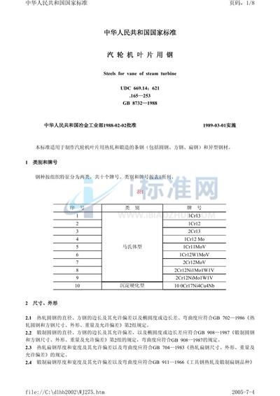 汽轮机叶片用钢