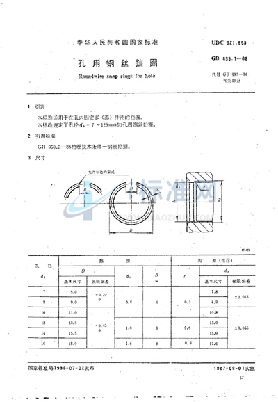 孔用钢丝挡圈