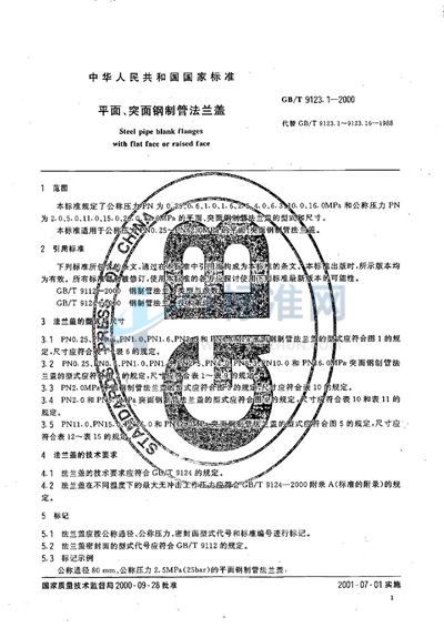 平面、突面钢制管法兰盖