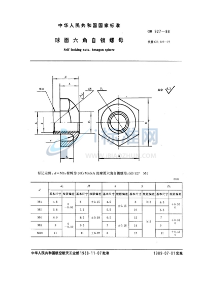 球面六角自锁螺母