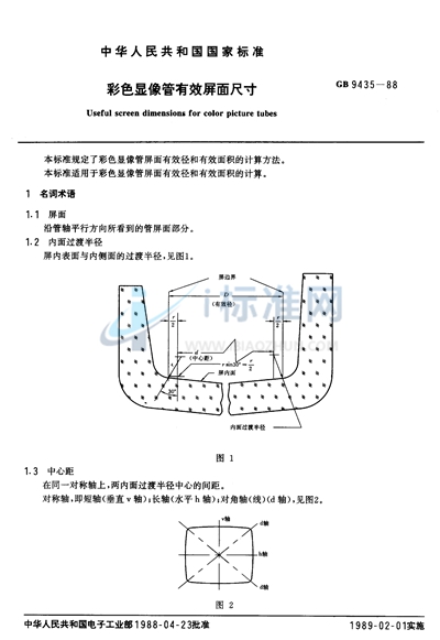 彩色显像管有效屏面尺寸