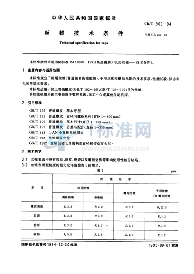 丝锥技术条件