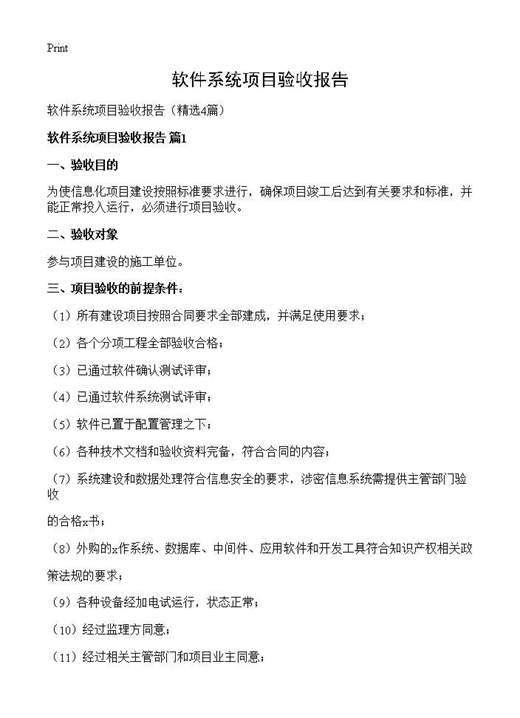 软件系统项目验收报告