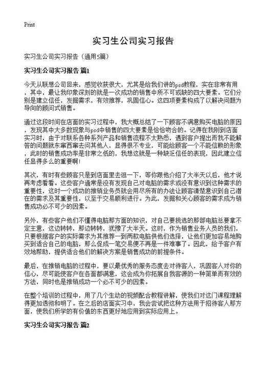 实习生公司实习报告