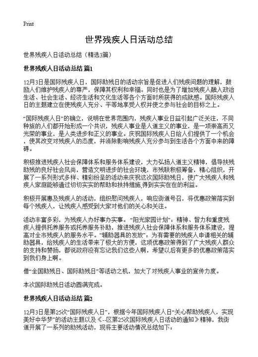 世界残疾人日活动总结