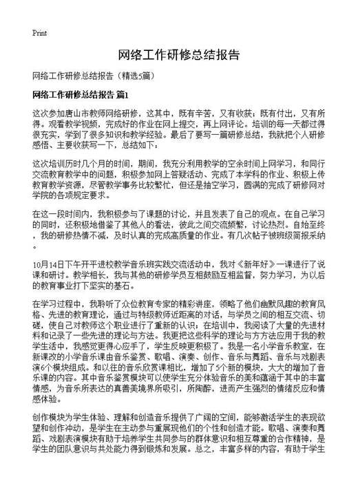 网络工作研修总结报告