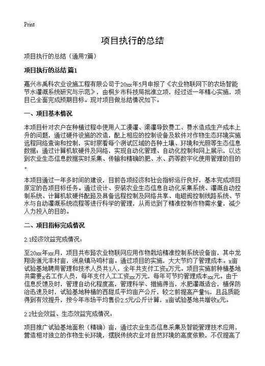 项目执行的总结