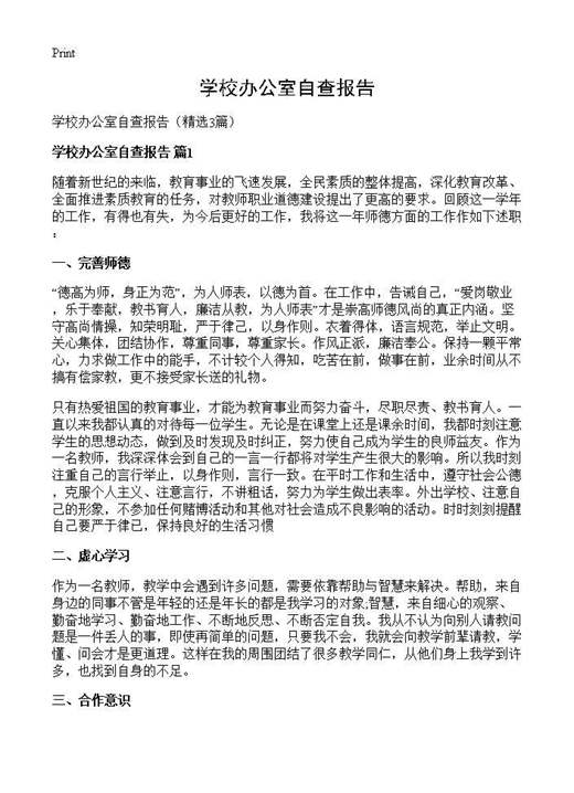 学校办公室自查报告