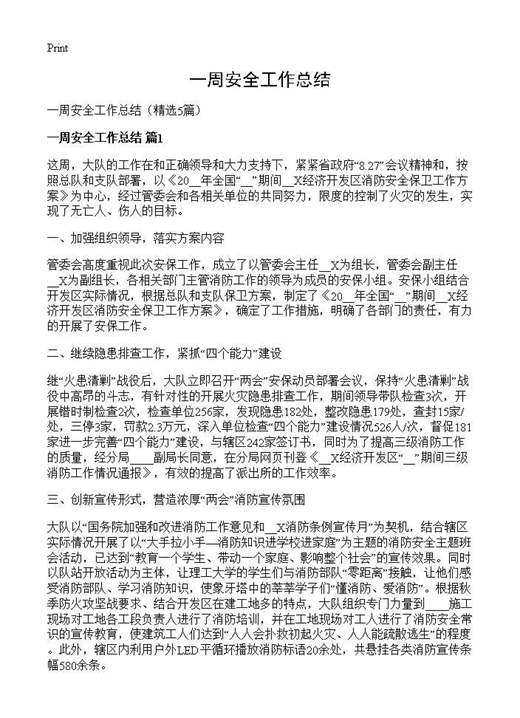 一周安全工作总结