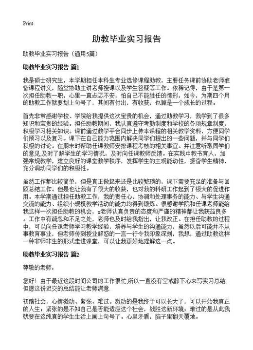 助教毕业实习报告