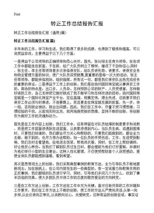 转正工作总结报告汇报