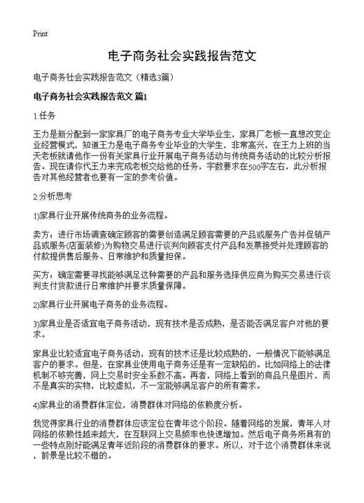 电子商务社会实践报告范文