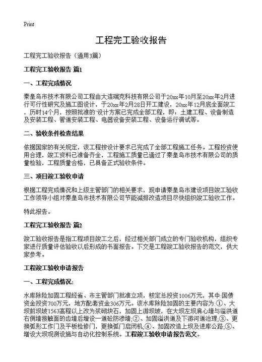 工程完工验收报告