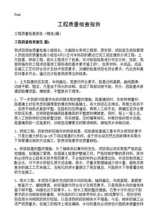 工程质量检查报告