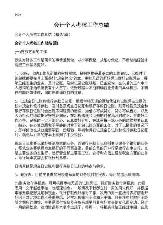 会计个人考核工作总结