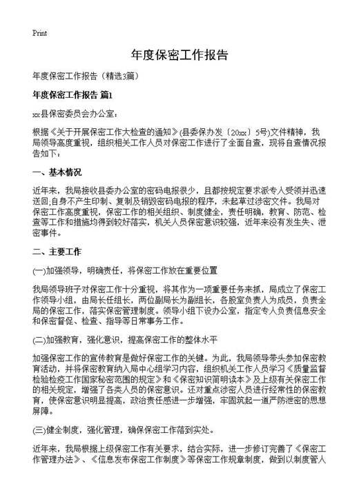 年度保密工作报告