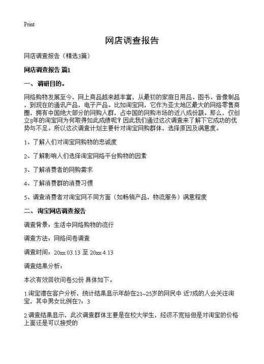 网店调查报告