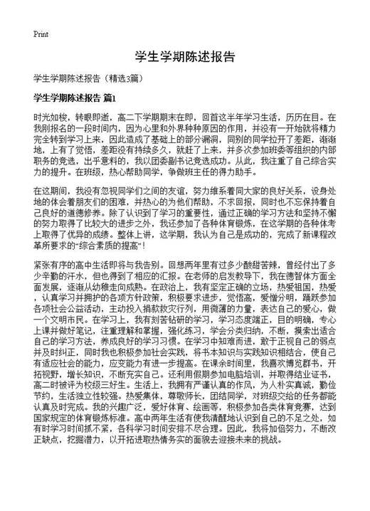 学生学期陈述报告