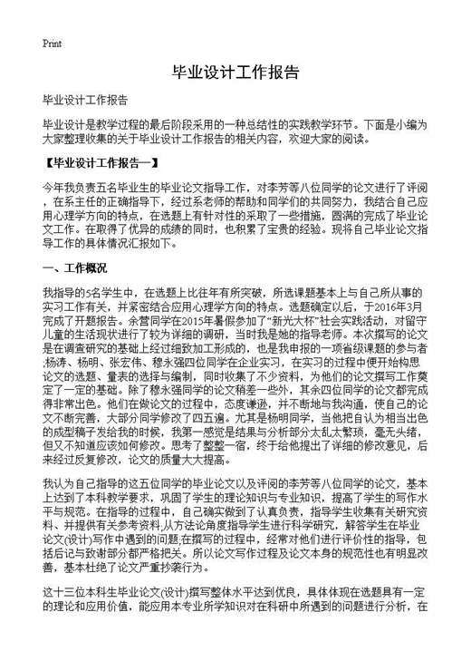 毕业设计工作报告