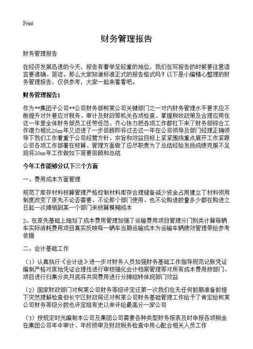 财务管理报告