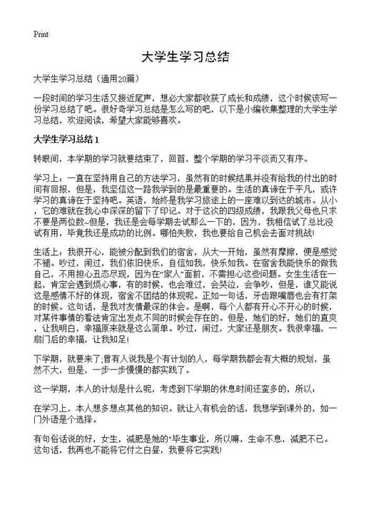 大学生学习总结