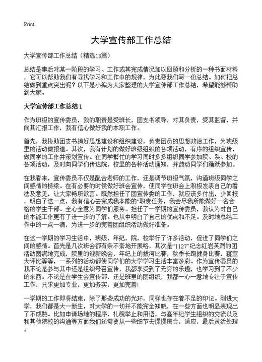 大学宣传部工作总结