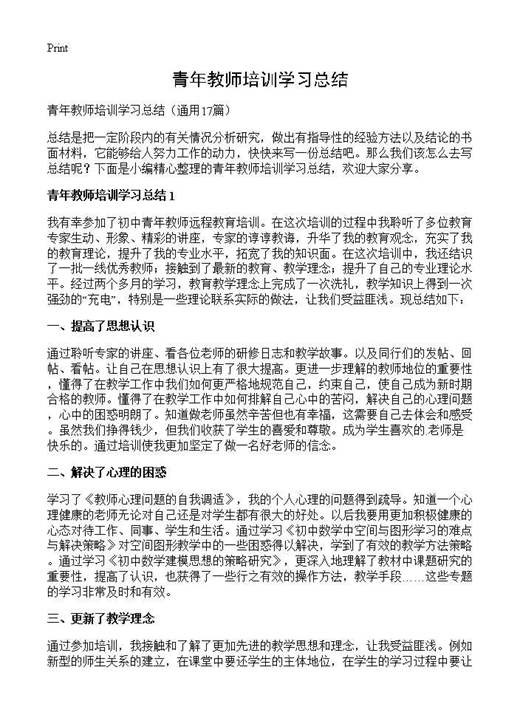 青年教师培训学习总结